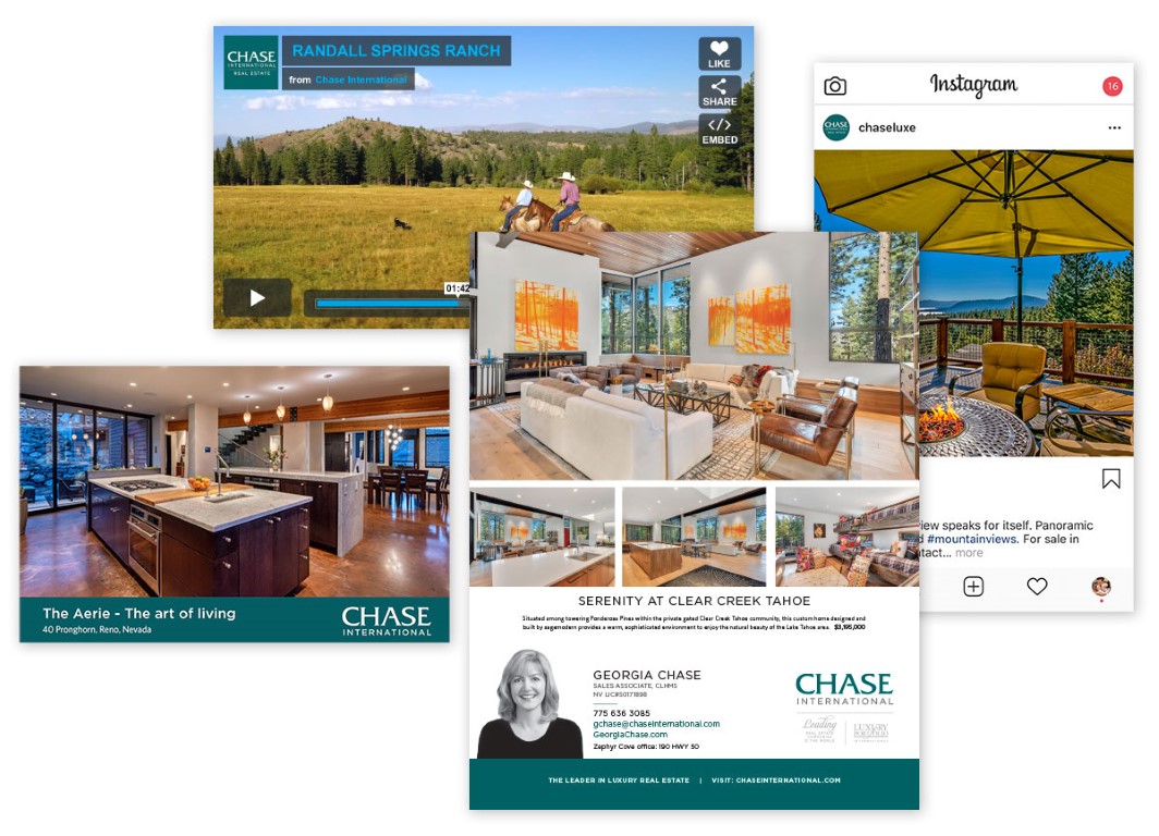 various print marketing examples from Chase International